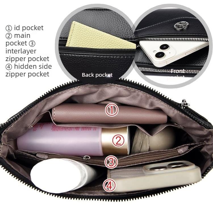 Lychee Pattern Soft Leather Messenger Bag Women's Shoulder Bag
