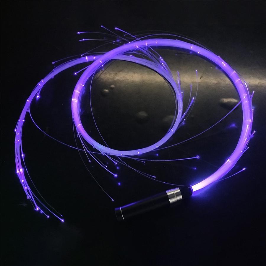 USB Chargeable Blue LED Fiber Optic Whip Dance Whip Glowing Hand Rope Flash Whip Atmosphere Props for Dance Festival Party
