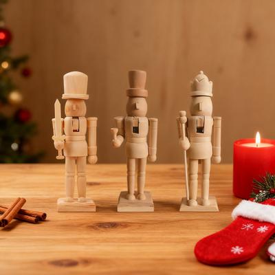 Yousheng Unfinished Nutcracker Soldier Wooden DIY Nutcracker Figure Unpainted Nutcracker Soldier Figurine for Christmas Decoration Craft Project