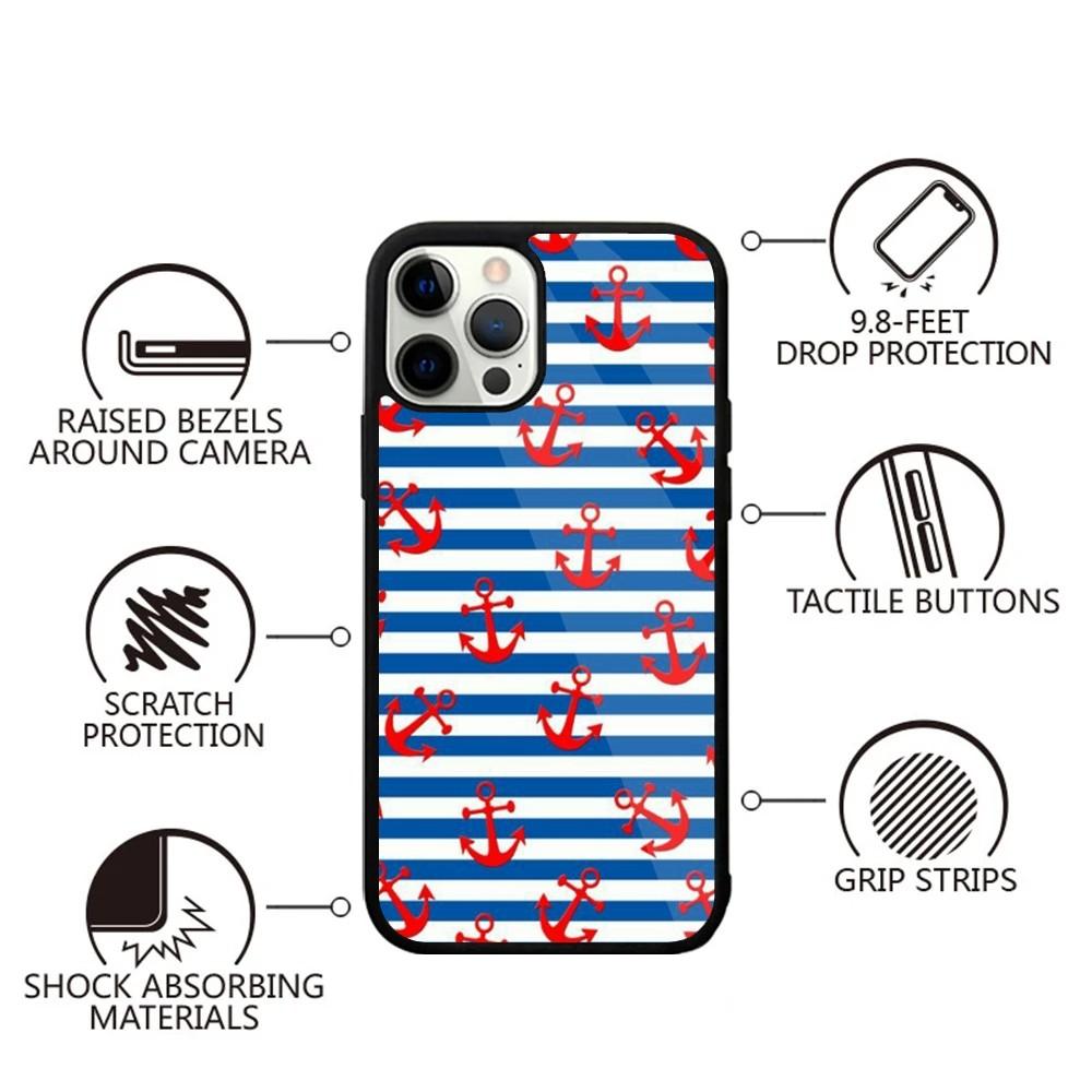 Anchor Compass Nautical Sailor Phone Case For iPhone 15,14,13,12,11,Plus,Pro,Max Mini Magsafe Magnetic Wireless Charging