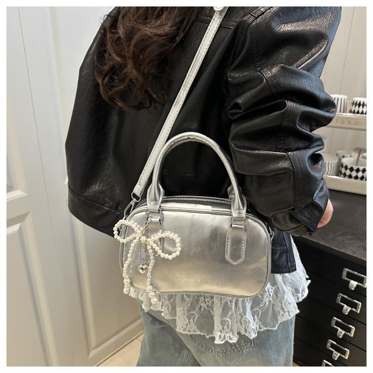 Neue Sommer Mode Einfache Damen Quadratische Tasche Perlen Schleife Umhängetasche Crossbody Tasche