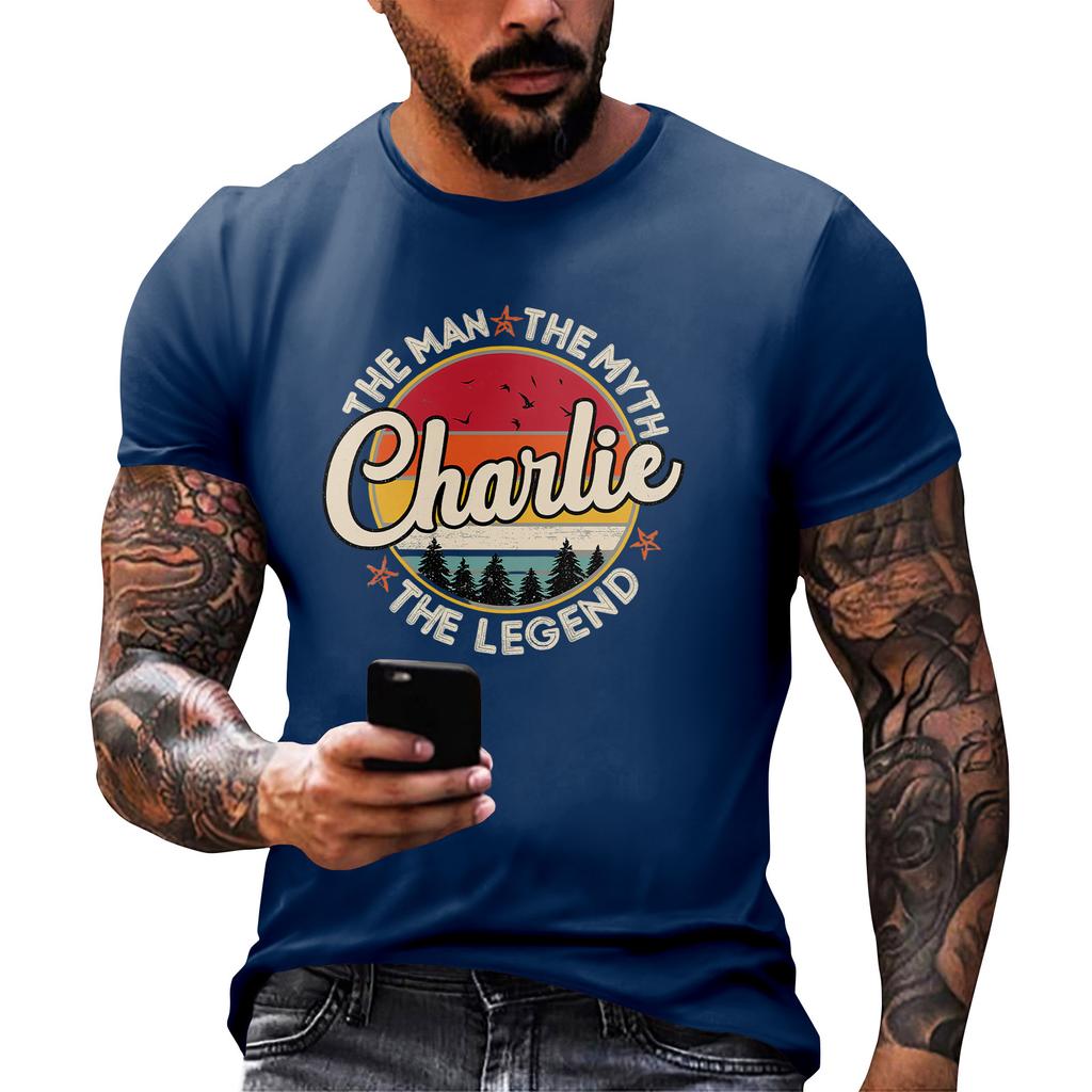 Fashionable Round Neck Short Sleeve Work Clothes Printed Tops For Mens Summer Tops