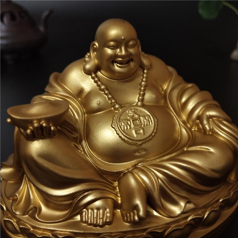 Golden Chinese Feng Shui Laughing Buddha Statues Ornaments Big Maitreya Buddha Sculpture Figurines Home Decoration Gifts