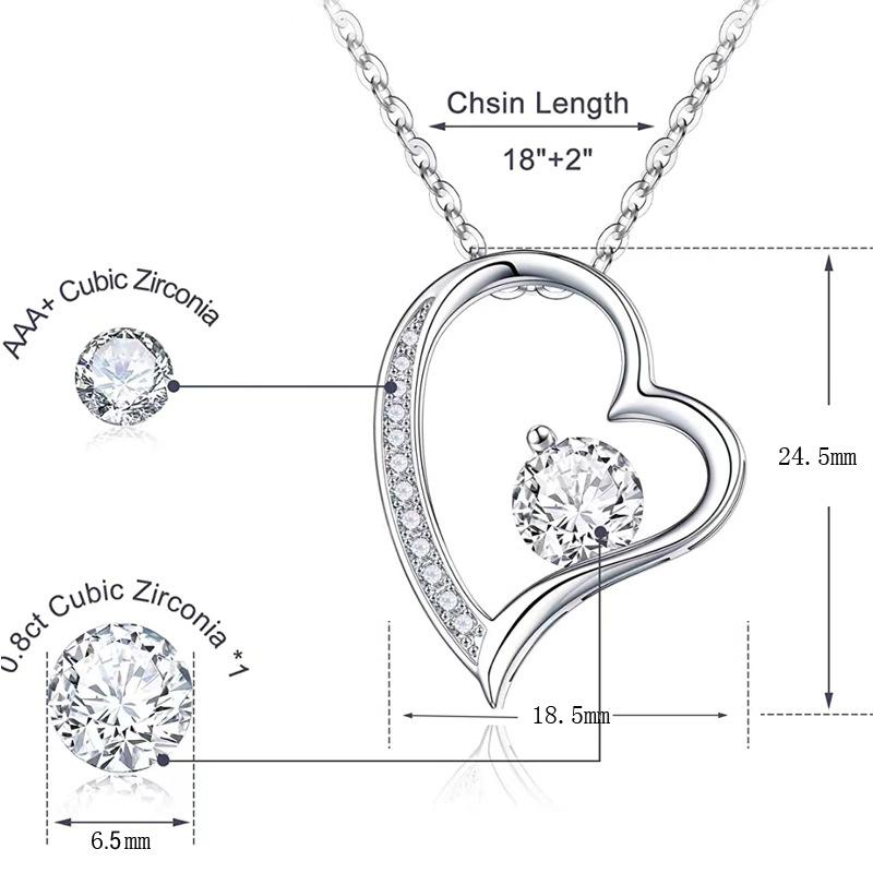 GemChic Women's Pendant Necklace Women Fashion Simple Design Sense Gift Zircon Heart Pendant Birthday Christmas Jewelry Gift