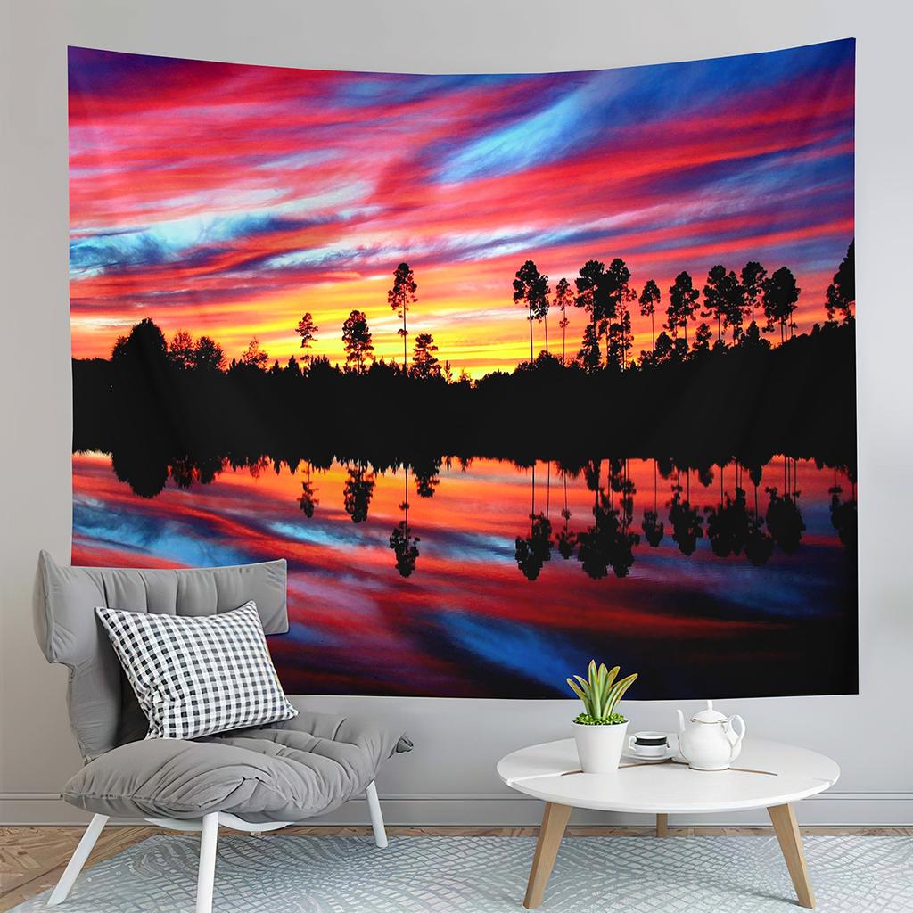 Sunset Beach Tapestry Ocean Waves Tapestry Golden Sky Tapestry Home Living Room Bedroom Dorm Wall Hanging Decorative Blanket
