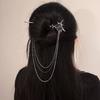 Modern Hair Stick Rose Flower Metal Tassel Hairpin Forks for Women Black Beads Fringe Hair Clasp New Chinese Hanfu Hair Jewelry