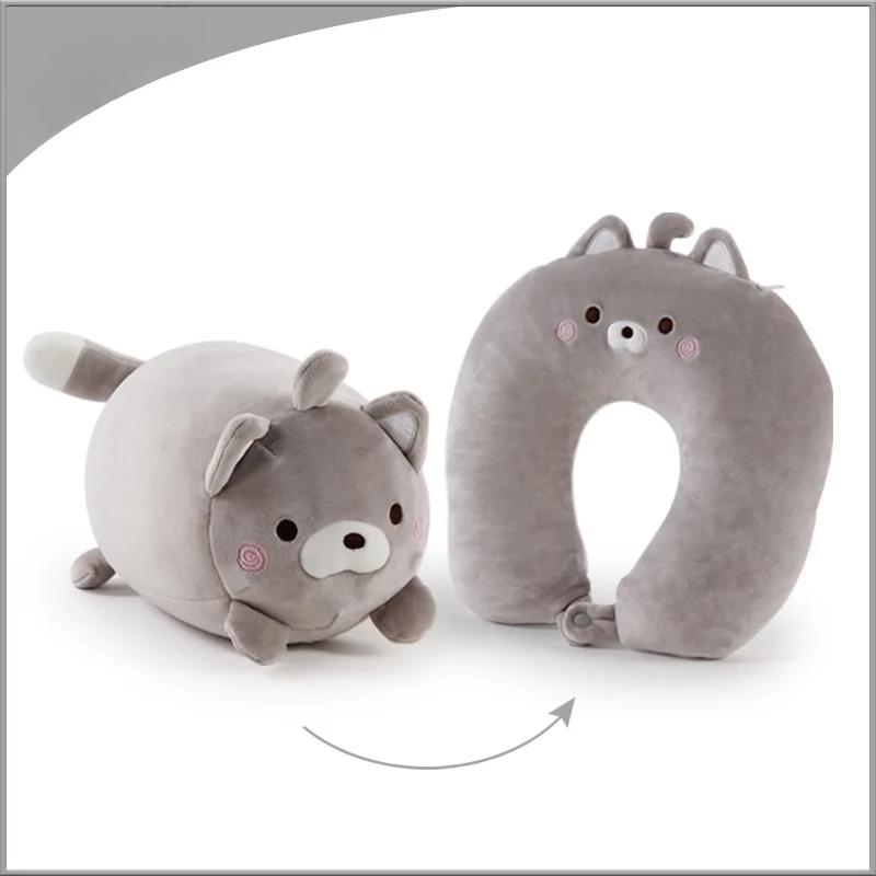 Cartoon Plush U-Shaped Pillow with Transformable and Multi-Functional Design Ideal for Home and Travel