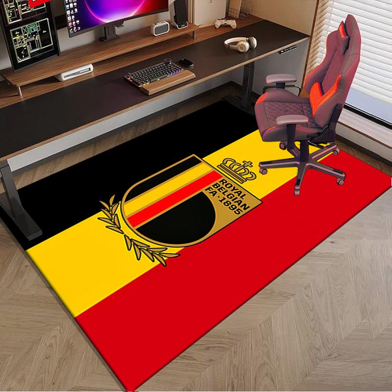 Belgium Football Crest Emblem Area Rug Office rug, Chair Rug, Decor Carpet Livingroom bedroom Mat, Large Size Fan gifts Christmas gifts
