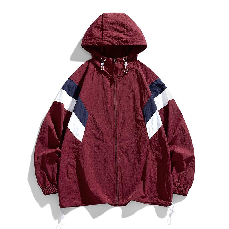 

Lightweight Trendy Patchwork Waterproof Jacket for Couples - White, Wine Red, Green 3XL