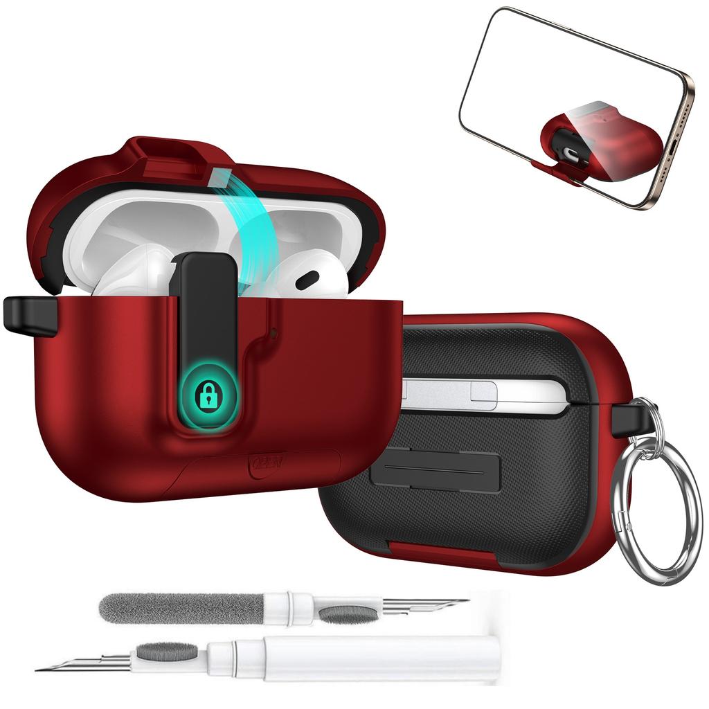 2025 for Airpods Pro 3 Protective Case Phone Stand Design with Cleaner Kit Magnetic Automatic Lock for Airpods Pro 3(Sand Stone)