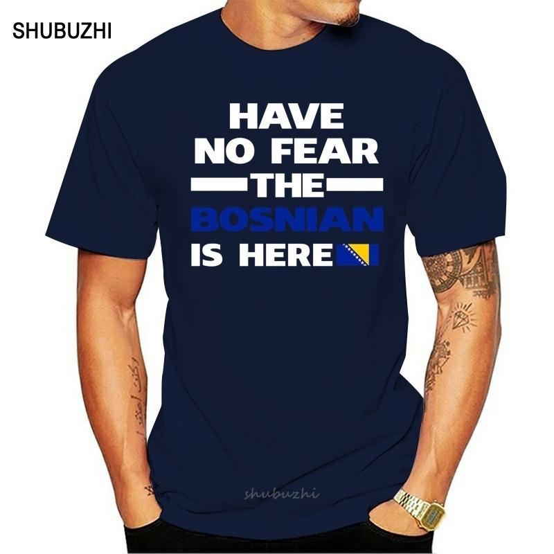 

Bosnian Here Bosnia & Herzegovina Pride Funny Flag T Shirt Cotton For Man Shirts S