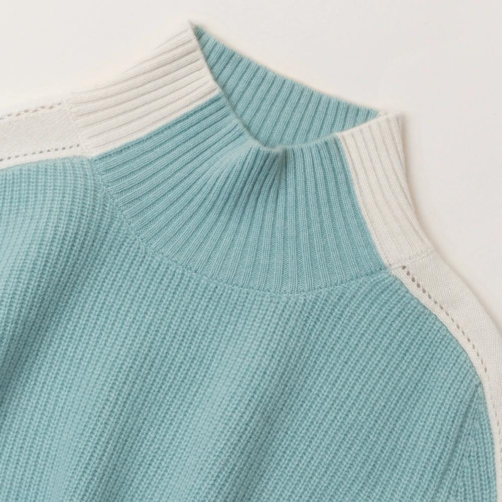 Women's Half High Collar Cashmere Sweater Loose Sweater Solid Knit Long Sleeve