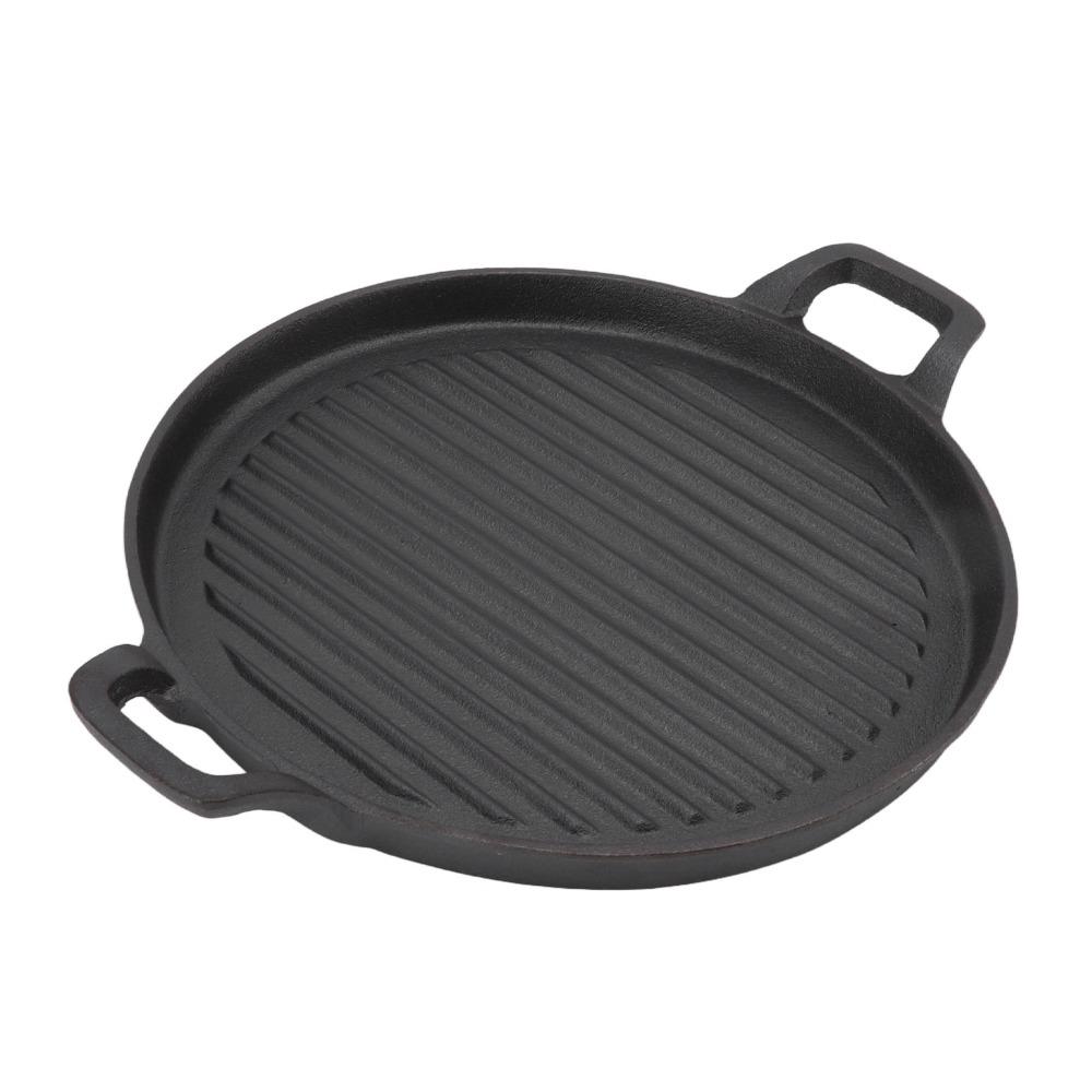 Ribbed Surface Steak Frying Pan Cast Iron Stovetop Griddle Barbecue Pan Home Kitchen Cooking