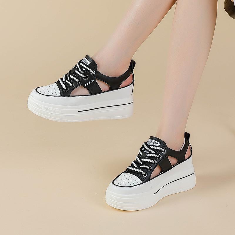 Thick-soled Inner Height-increasing Sandals for Women's Spring and Summer New Thick-soled Casual Shoes, Soft-soled Versatile Hollowed-out Women