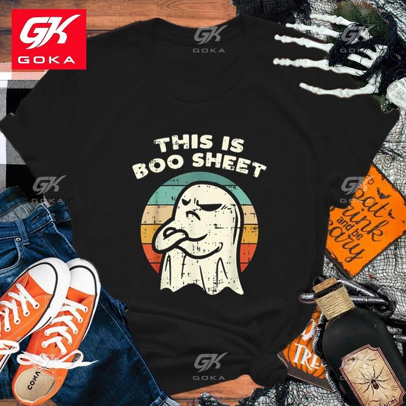 New Halloween This Is Boo Sheet Cotton T Shirt Cute Print T Shirts Unisex Short Sleeve Casual Hip Hop O Neck Lady Female Tees