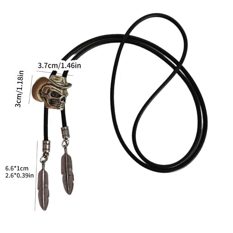 Bolo Tie for Male Skull Bolo Tie Necktie Collar Pendant Western Necklace for Teens Cowboy Rodeos Neckwear