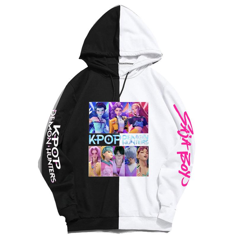 KPop Lovci démonů Periferní Barevně blokovaná Mikina Ležérní Pohodlná Podzim Zima Uvnitř Venku Všestranná Módní Mikina