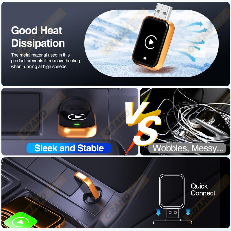 Wireless CarPlay Android Auto Apple Carplay Wireless Android Auto Orange Mini Car Play Adapter 2in1 AI Smart Box Bluetooth