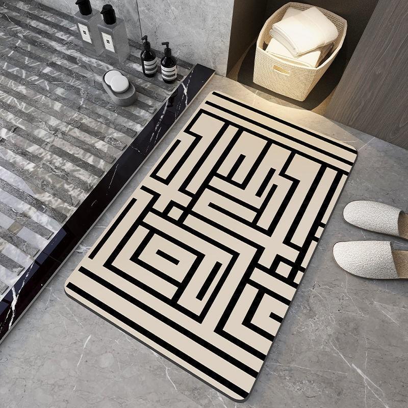 Modern Minimalist Diatomaceous Earth Bath Mat Non-Slip Absorbent Floor Bathroom Shower Area