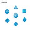 7 Pcs Blue Green Windmill Metal Dice Hollow Metal Polyhedral Dice Set Suitable for Role-Playing RPG  Board Game Card Game