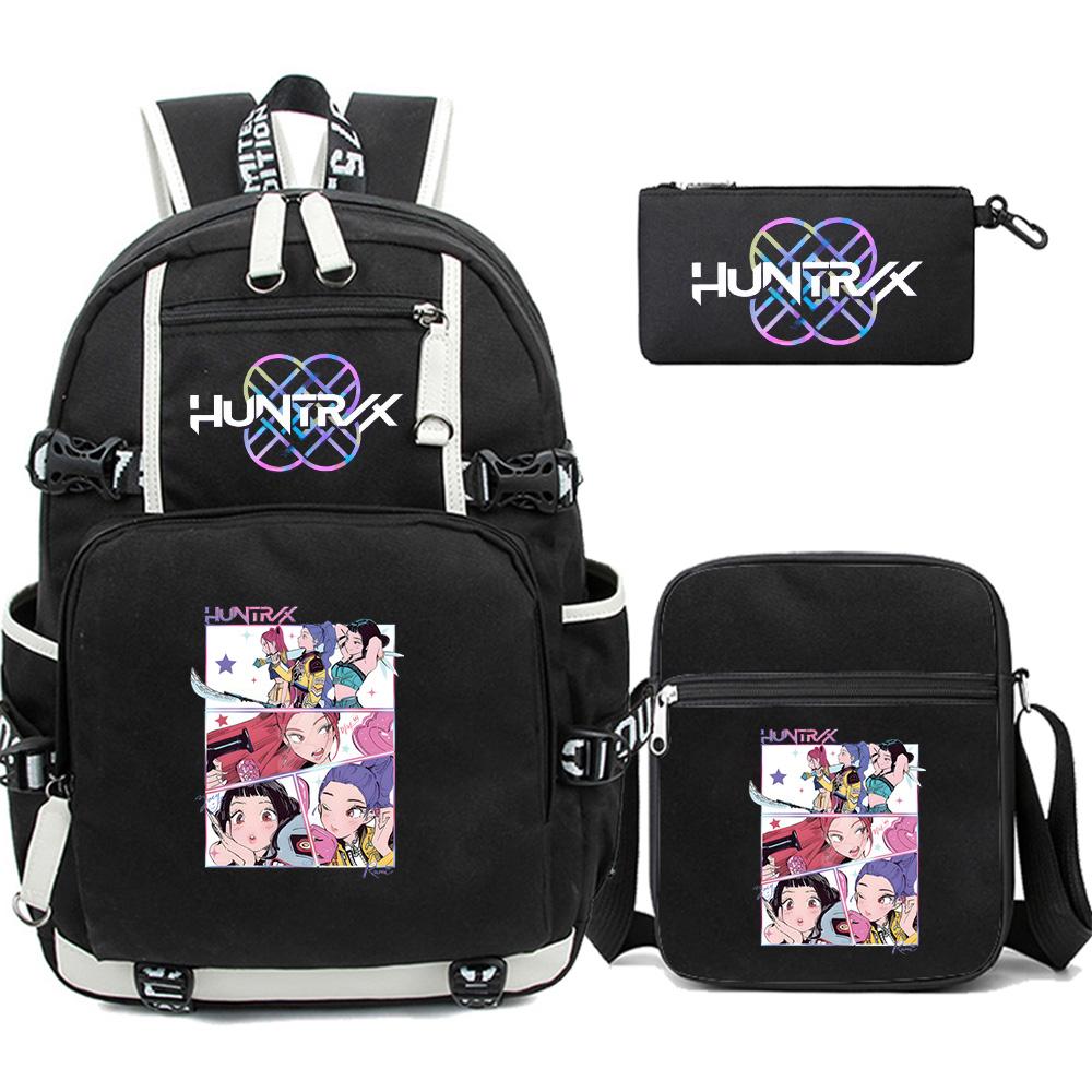 3 Stück/Set Neuer Cartoon Kpop Bedruckter Rucksack mit Federmäppchen Umhängetasche für Teenager Mädchen Junge Schultasche Große Kapazität Wasserdicht Reisetasche Kindergeschenk