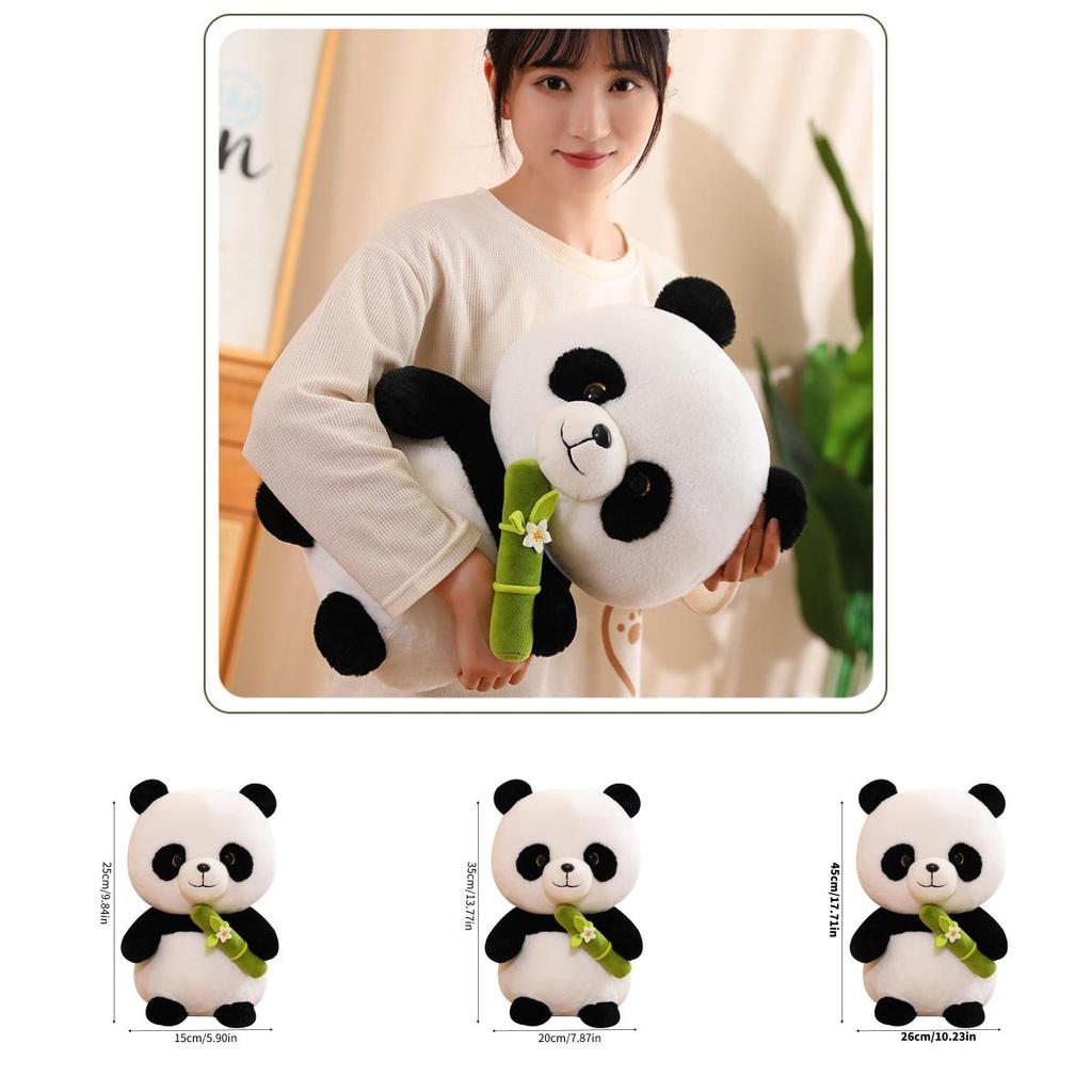 Süßes Panda Plüschtier Stofftier Puppe Bambussprossen Blume Bär Geschenk für Mädchen und Kinder