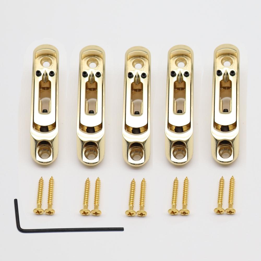 5 Pcs Guitar Bridge Sadlles Single Individual Bridge Saddles Tailpiece Set for 5 String Electric Guitar Parts