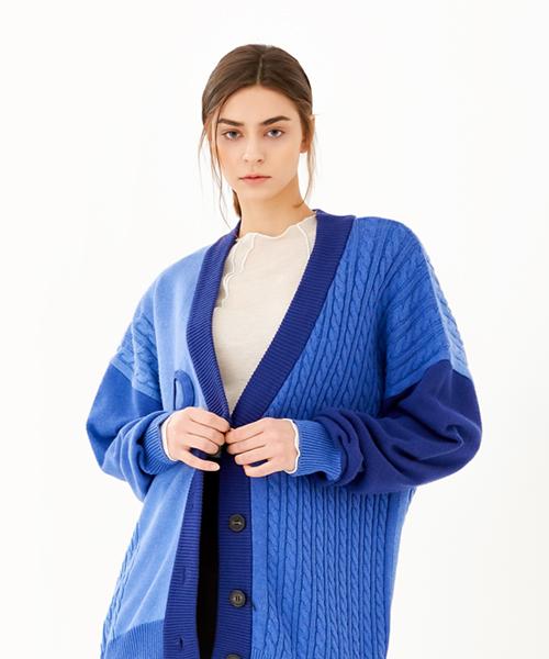 Denivel Denv Twist Contrast Cardigan (Blue)