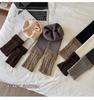 Trendy Girls' Fleece-Lined Cable Knit Patchwork Leg Warmers - Thick Lambswool Vertical Stripe Warm Pants
