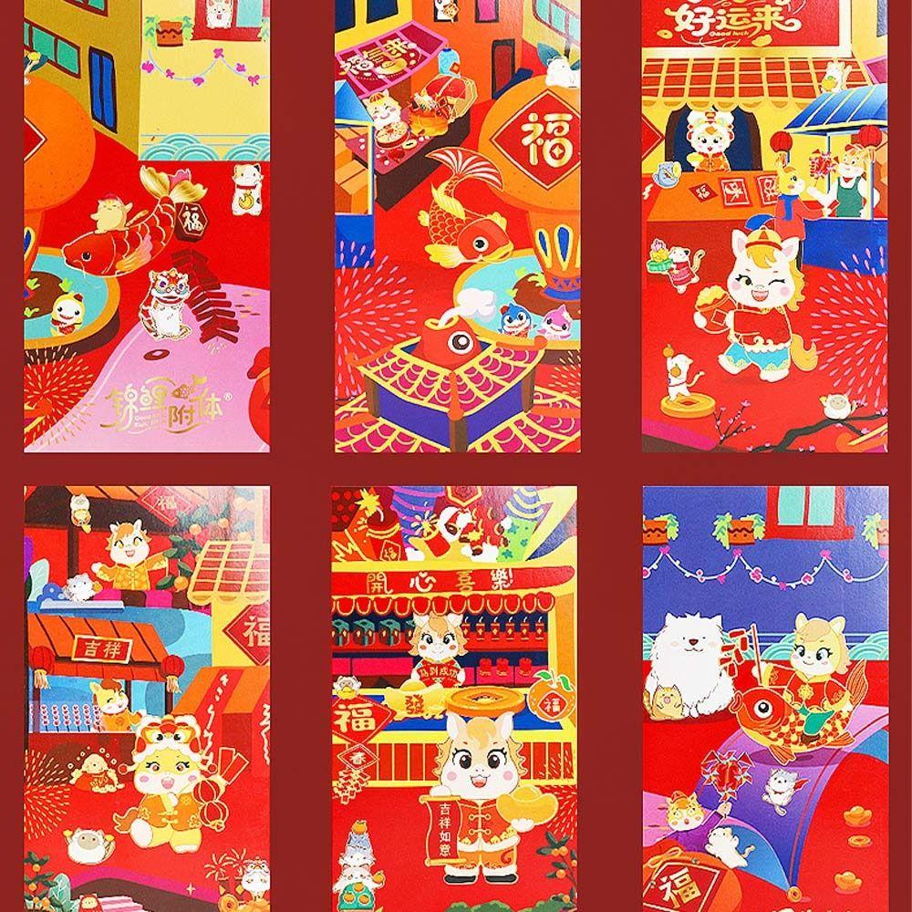 6pcs Paper Red Envelope Cartoon Red Pocket Gift Bag 2026 Horse Year Money Envelope  Spring Festival
