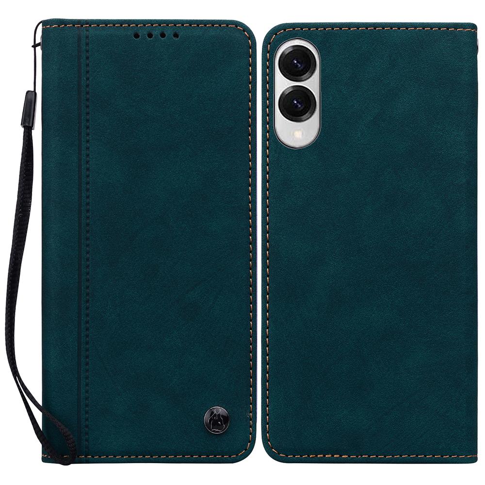 For Samsung Galaxy S25 Edge Case Lines Pattern Wallet Leather Phone Cover with Strap