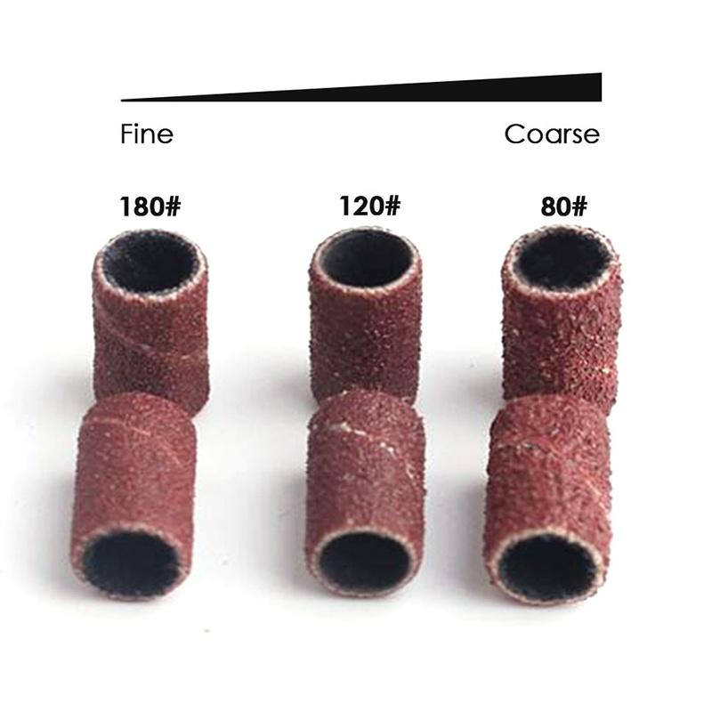 100pcs Bands Polishing Milling Machine Accessories Nail Art Sanding Tool 80''/120''/180" UV Gel Acrylic Polish Remover Bits F