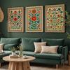 3pcs Frameless, Scandinavian Flower Wall Art, Nordic Folk Art Flower Posters, Colorful Plant Prints, Ethnic Bohemian Decoration