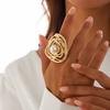 SHIXIN Punk Irregular Geometric Hollow Out Big Round Rings for Women Elegant Imitation Pearls Finger Rings 2026 Fashion Party