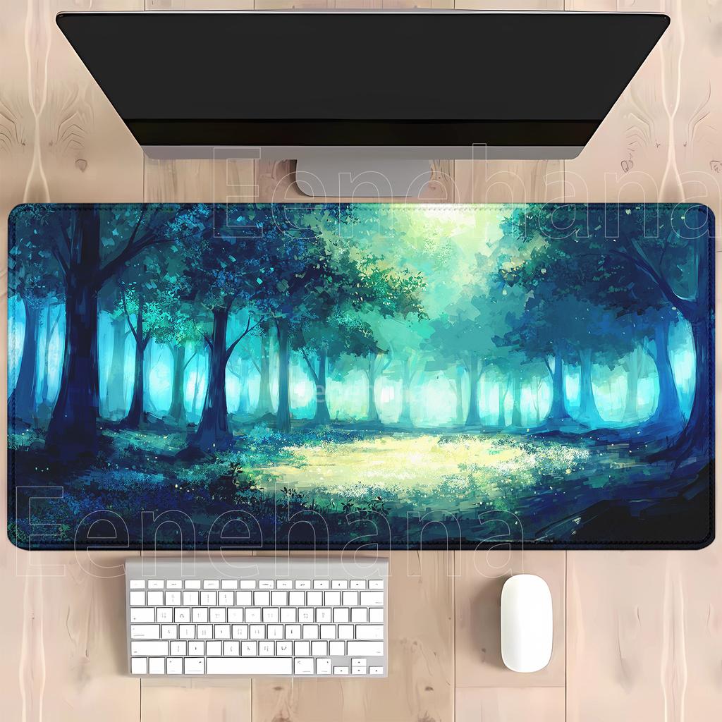 cartoon forest scenery Aesthetics Mousepad Gaming Mouse Pad Computer Keyboard HD Printing Office Accessories overlock Desk Mat