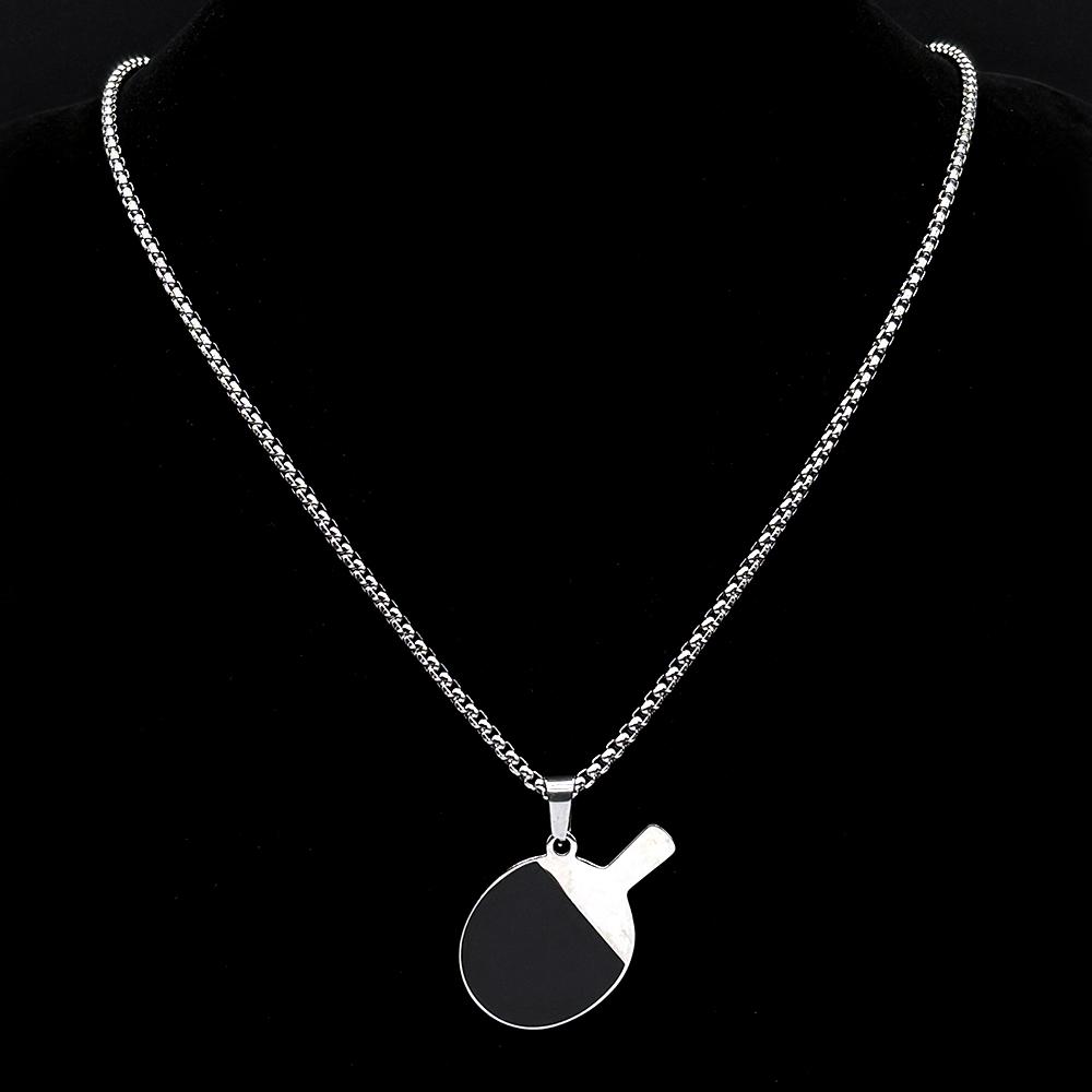 Table Tennis Racket Simple Male Chain For Women Men Stainless Steel Silver Color Sports Lover Party Daily Wear Jewelry Accessory