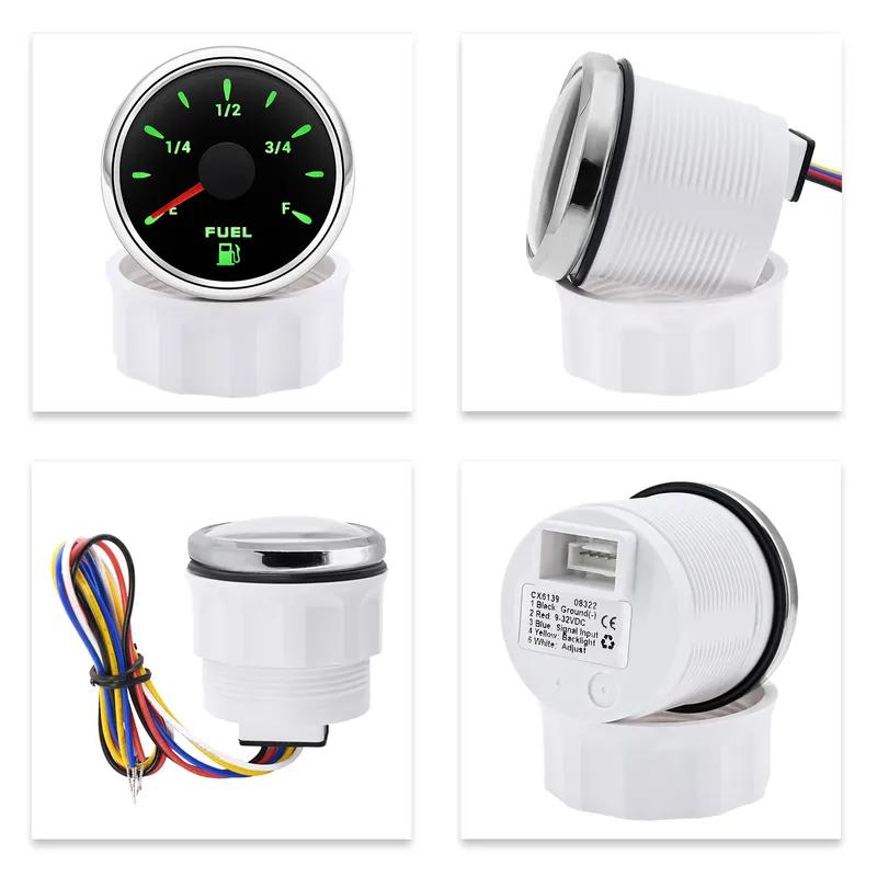 52mm Marine Boat Fuel Level Gauge 7-color Backlight Digital Pointer Fuel Gauge+100-500mm Fuel Level Sensor Digital Car Gauge
