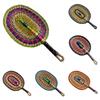 Vintage Seagrass Woven Fan Colorful Striped Patterns Summer Cooling Fan  Home Decoration