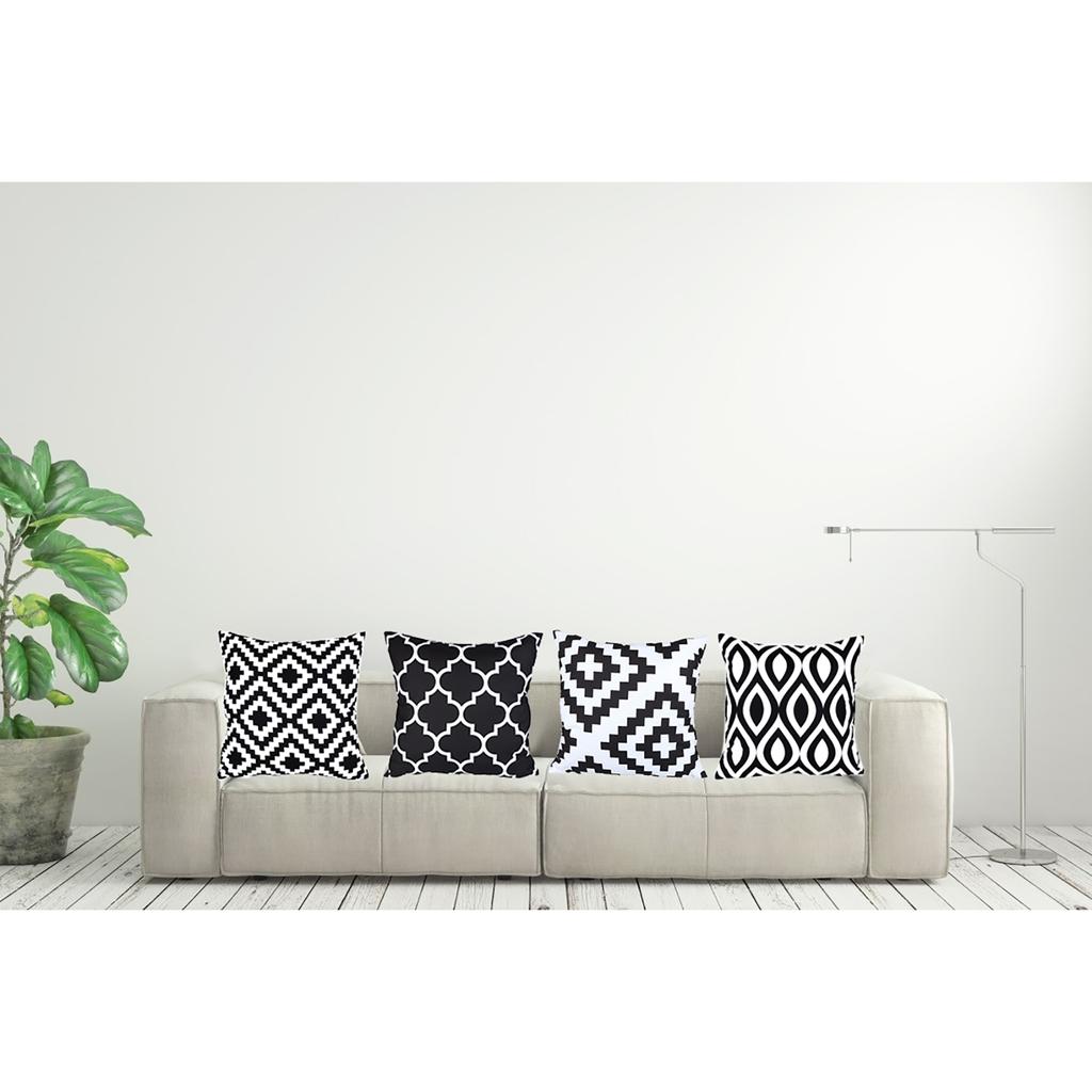 4Pack Black White Geometric Pillow Covers 18X18 Inches Simple Black White Geomet