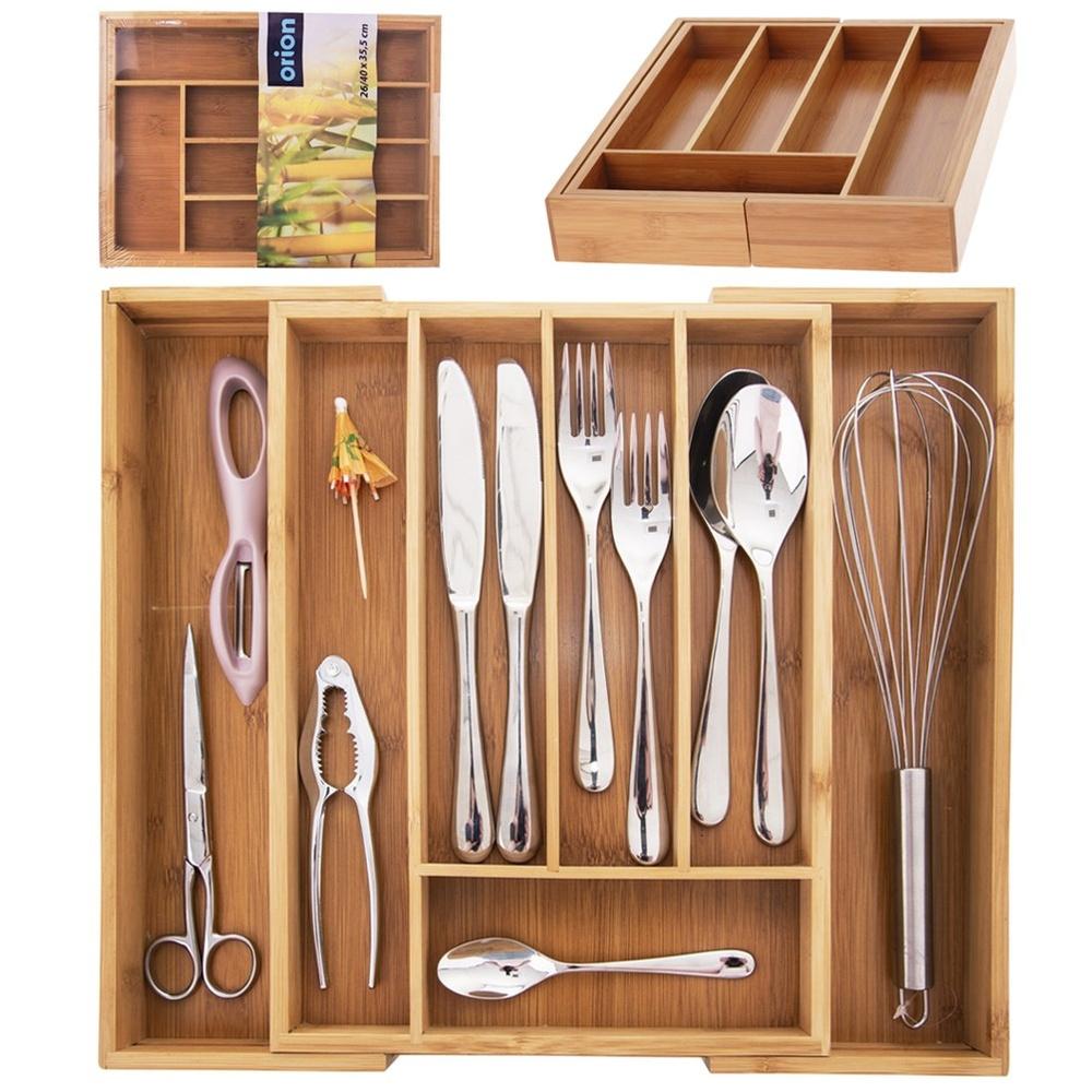 Extendable bamboo cutlery drawer insert 35.5x26 cm