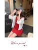 Retro Spicy Girl Red Pleated Spaghetti Strap A-Line Mini Dress - Women's Summer Vacation Slimming Waist Style