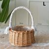 With Lace Decoration Handle Natural Rattan Storage Basket Wedding Girls Flower Basket Wicker Hand Weaving Crafts