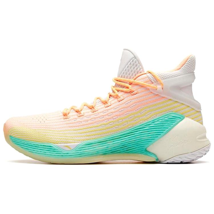 New Anta KT4 Klay Thompson, Playoffs The Depth Of A Quiet Stream High Top Basketball Shoes Men's White, Red, Yellow, Green 11921101-3