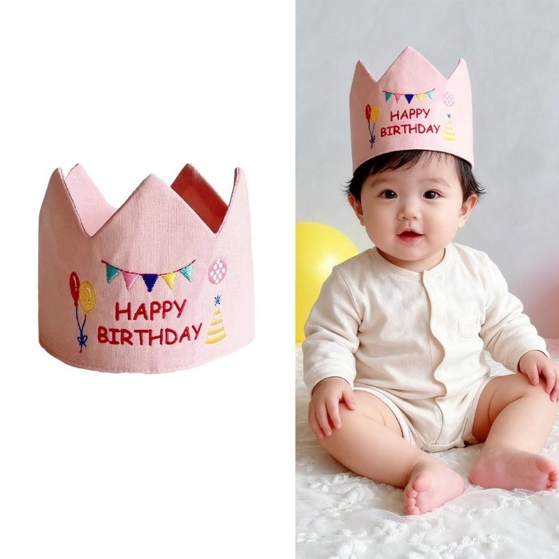 Handmade Birthday Crowned Hat For Baby First Birthday Party Photography Soft Cloth Embroidered Keepsake Accessory
