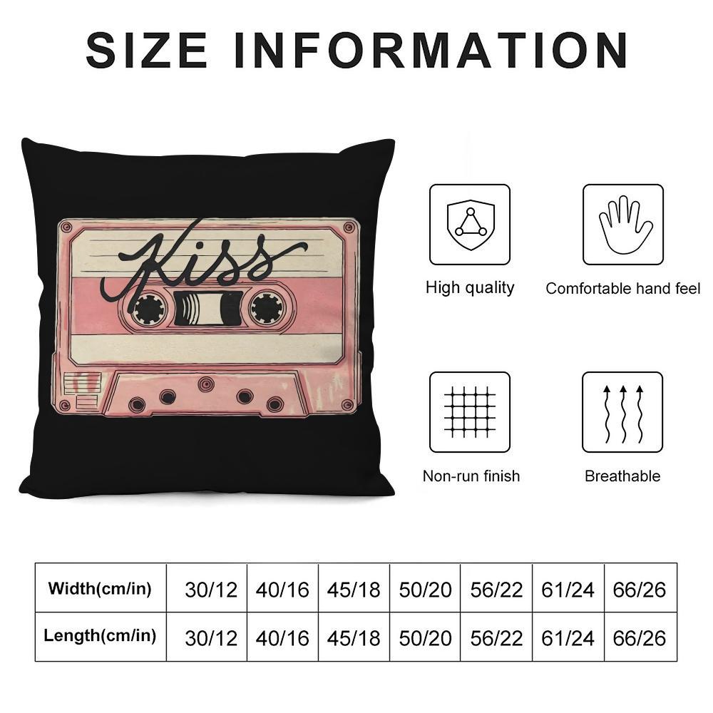 Vintage Cassette Music Tape Cushion Cover Pillowcase Ultra Soft Skin Friendly Fabric Cloud Like Comfort & Concealed Zipper