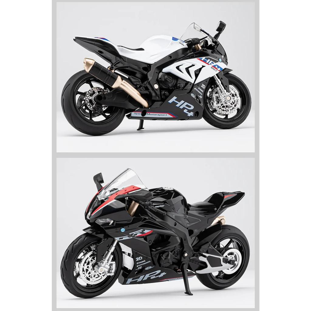 1/12 BMW S1000RR HP4 Race Alloy Top Luxury Sports Motorcycle Model Diecast Metal Road Racing Motorcycle Model Sound Light Kids Gifts