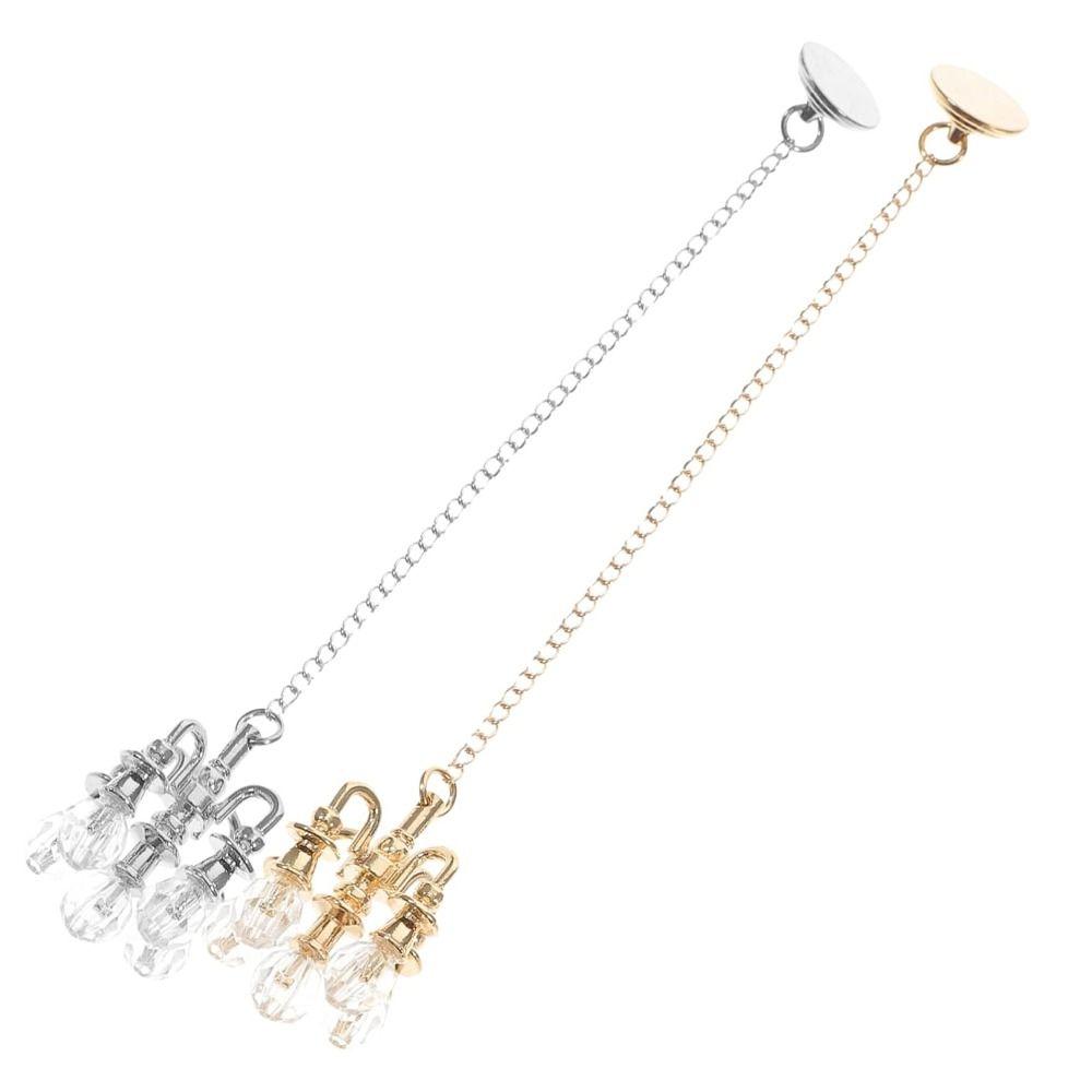 Gold/silver Miniature Vintage Chandelier Playing Scene Ceiling Lamp Model  Doll House Accessories