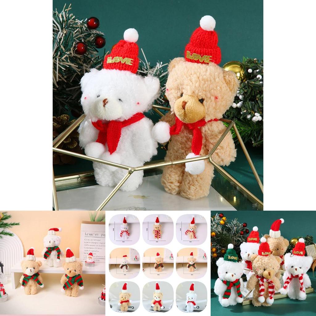 Adorable Plush Christmas Bear Pendant With Colorful Scarves And Hats Perfect For Holiday Decor