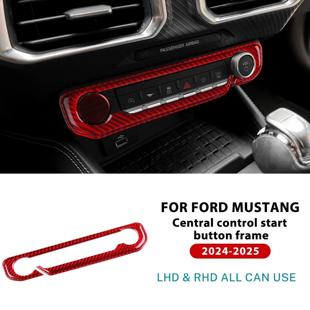 Real Soft Carbon Fiber Sticker For Ford Mustang GT 2024 2025  LHD RHD Car Central Control Star Button Interior Trim Accessories