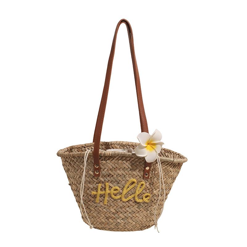 

New Large-capacity Handbag Women s Seaside Vacation Beach Shoulder Bag жовтий